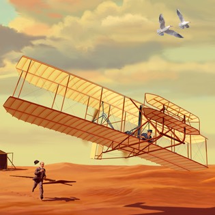 Wright brothers 1920’s illustration 